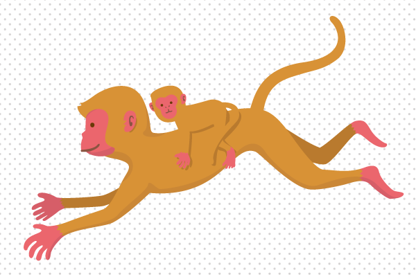 申（猿）のジャンプイラスト