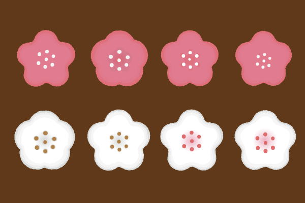 白と薄ピンクの梅の花イラスト