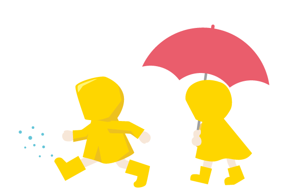 雨の中を歩く子供のイラスト