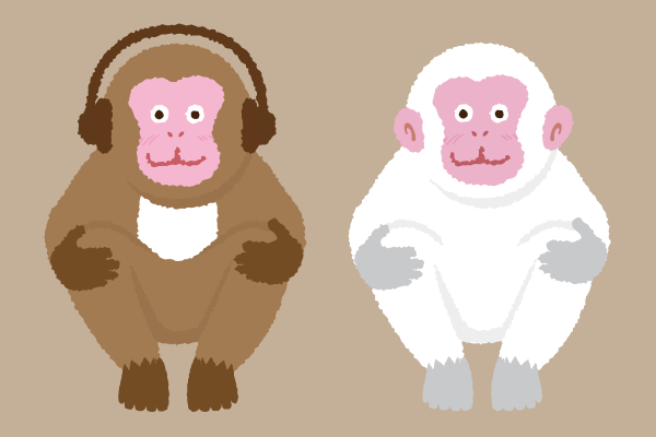 座るお猿の正面画 Events Design