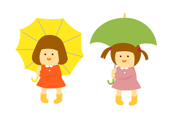傘をさす子供の無料イラスト